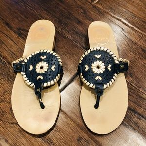Womens Navy/Platinum Georgica Jack Rogers Sandals Size 6